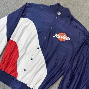 Vintage Russell Athletic Huskies Basketball‎ Warm Up Jacket Made In USA Blue